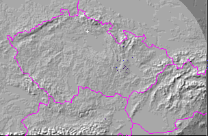 Poloha Jičína na snímku z meteorologického radaru