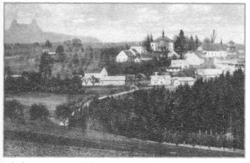 tvrz v Mladějově – pohled na ves